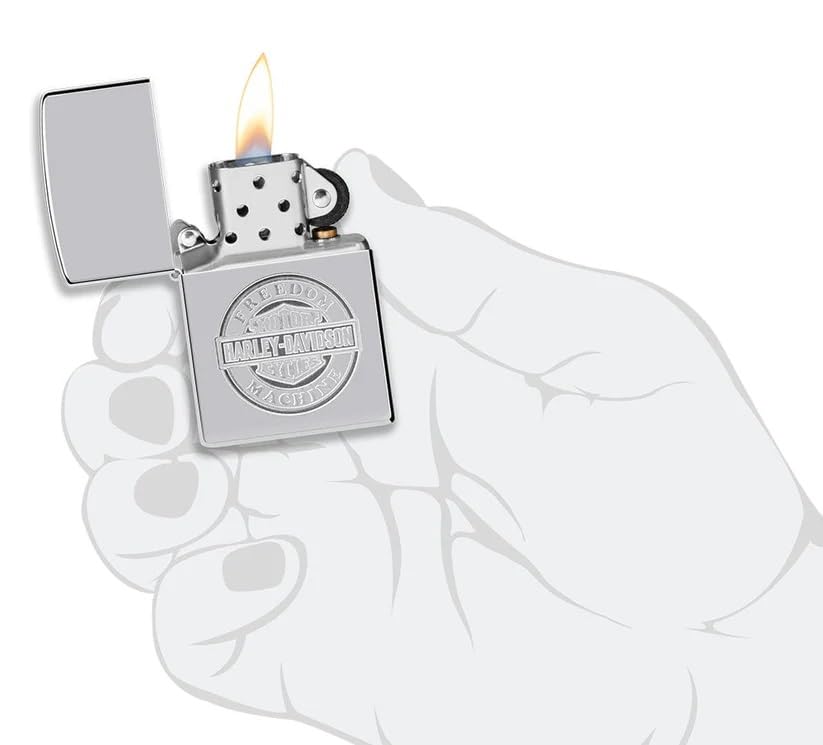 Personalized Zippo Harleey-Daviddson Windproof Oil Lighter Engraving - Christmas, Halloween & Valentines Day Gift (Silver Eng)