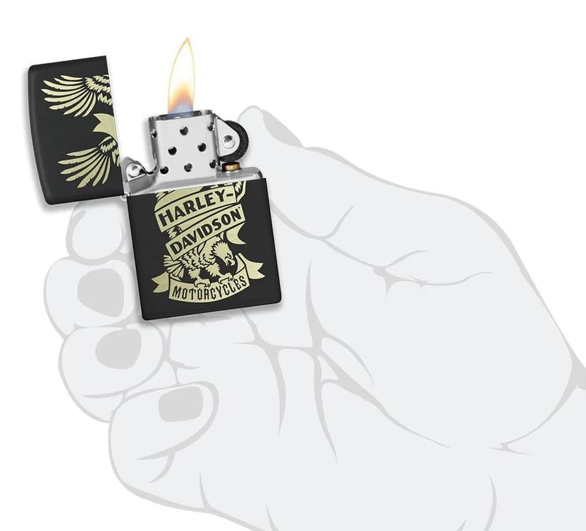 Personalized Zippo Harleey-Daviddson Windproof Oil Lighter Engraving - Christmas, Halloween & Valentines Day Gift (Silver Eng)