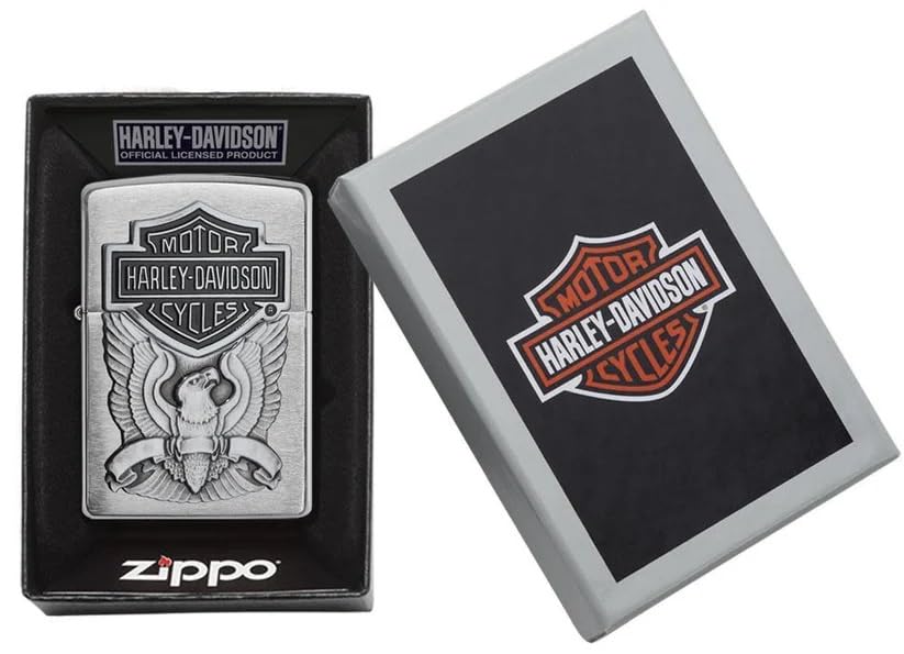 Personalized Zippo Harleey-Daviddson Windproof Oil Lighter Engraving - Christmas, Halloween & Valentines Day Gift (Silver Eng)