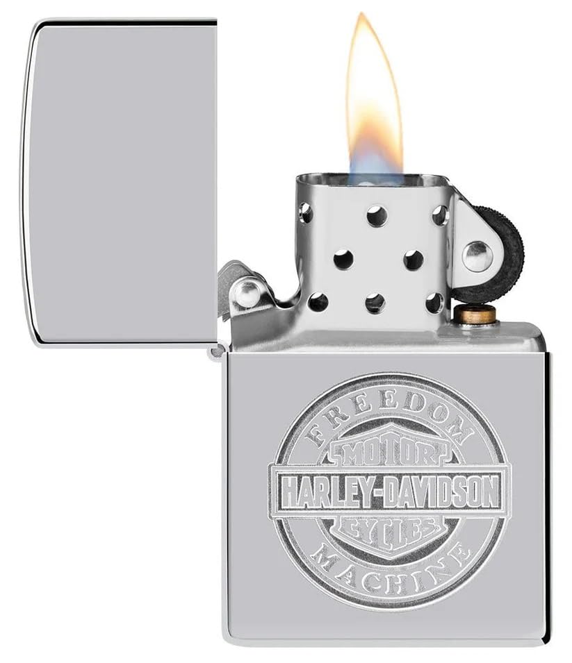 Personalized Zippo Harleey-Daviddson Windproof Oil Lighter Engraving - Christmas, Halloween & Valentines Day Gift (Silver Eng)