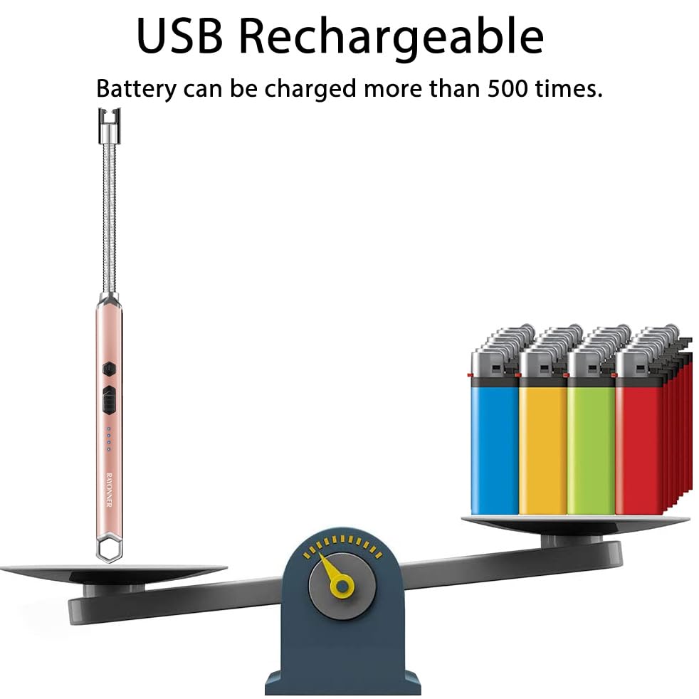RAYONNER Lighter Electric Candle Lighter Rechargeable USB Lighter Long Flexible Neck Lighter Christmas Stocking Stuffers Gifts for Women Men Adults Rechargeable USB (Black)