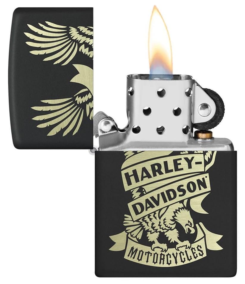 Personalized Zippo Harleey-Daviddson Windproof Oil Lighter Engraving - Christmas, Halloween & Valentines Day Gift (Silver Eng)