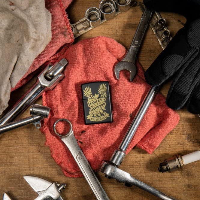 Personalized Zippo Harleey-Daviddson Windproof Oil Lighter Engraving - Christmas, Halloween & Valentines Day Gift (Silver Eng)