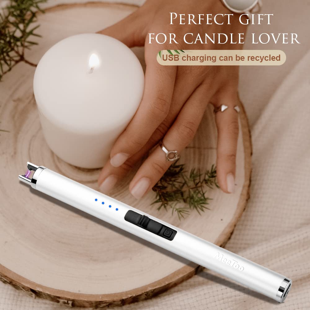 MeeToo Candle Electric Lighter Rechargeable USB Type-C Lighters for Candle Christmas Kitchen Camping Party, Gifts for Wife Women Men Nana Purple