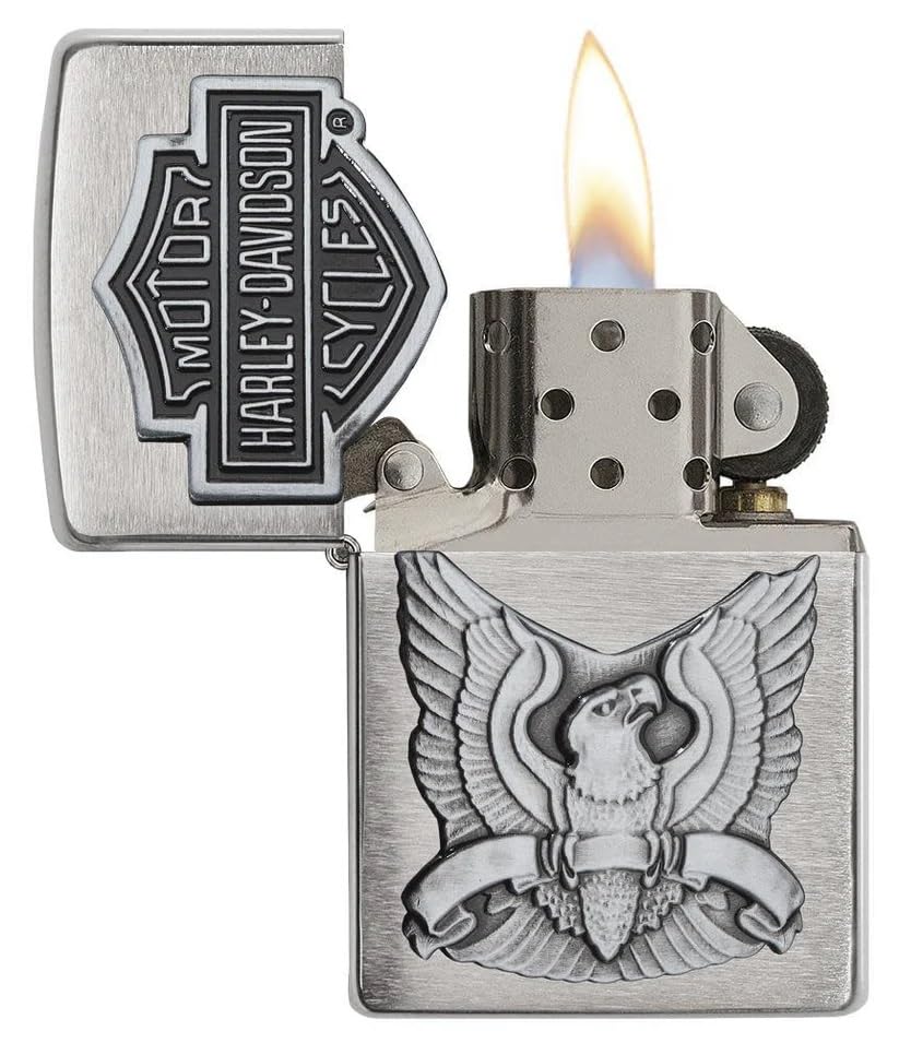 Personalized Zippo Harleey-Daviddson Windproof Oil Lighter Engraving - Christmas, Halloween & Valentines Day Gift (Silver Eng)