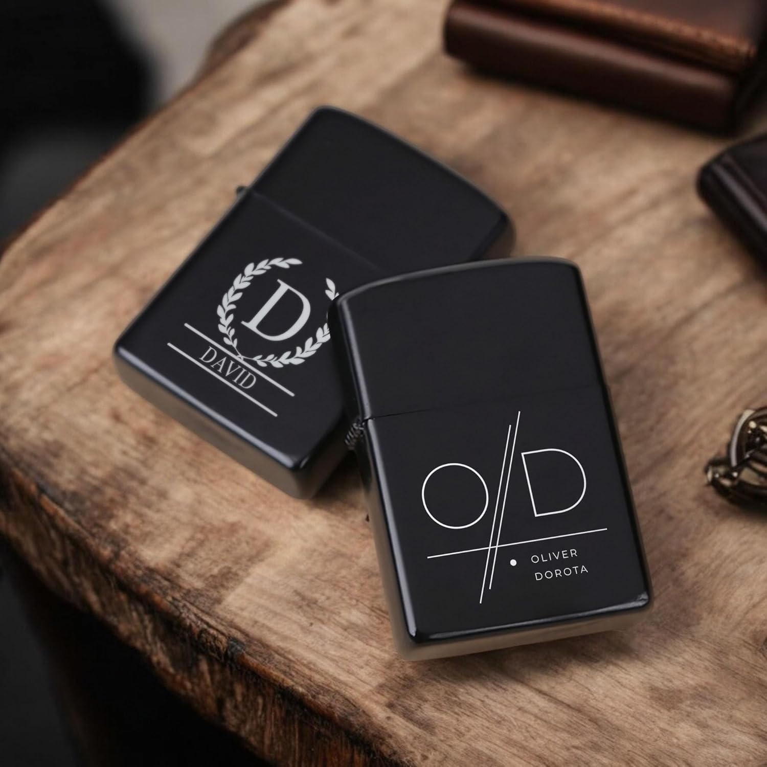 Custom Lighter, Personalized Monogram Lighters, Engraved Black Lighter with Case, Customized Lighters, Groomsmen Gifts, Gift for Men, Customizable Cigarette Lighter